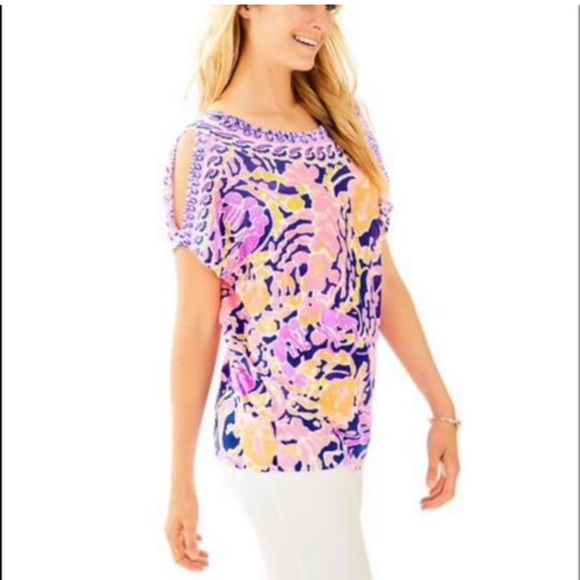 Lilly Pulitzer Tops - Lilly Pulitzer Ellison linen cold shoulder sweater